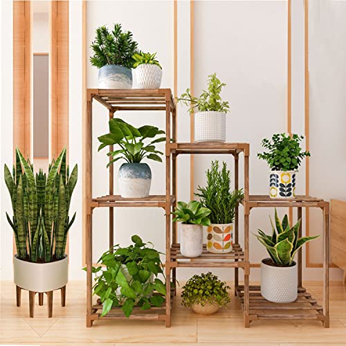 Klhamky Plant Stand Indoor Outdoor, Plant Shelf Flower Pot Rack, Wooden Plant Shelves, Multiple Plant Pot Holder For Balcony Lawn Patio Living Room Office thumb #4