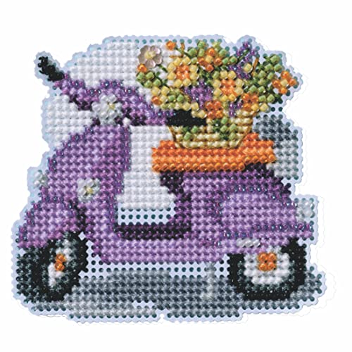 Image of Mill Hill Scooter Beaded Counted Cross Stitch Ornament Kit 2023 Spring Bouquet MH182313