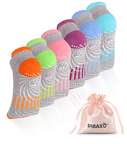6 Pairs Yoga Socks for Women Non-Slip Grips Anti-Skid Pilates, Barre, Bikram Fitness Socks Size 5-10 (C-6pair(6grey,color))