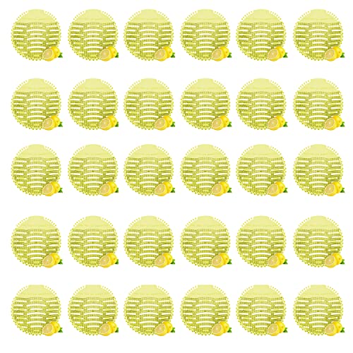 Zureni Urinal Screen Fresh Scented Anti-Splash Toilet Mat Bathroom Deodorizer Spatter Reducing Lemon Fragrance Refresher Mats with Air Freshener Ideal for Restrooms (Yellow, 30 pcs)