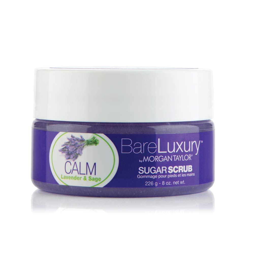 Morgan Taylor BareLuxury Calm Lavender & Sage Scrub Jar, 8 oz – Exfoliating Pedi/Mani Scrub with Lavender & Sage for Smooth, Relaxed, and Revitalized Skin