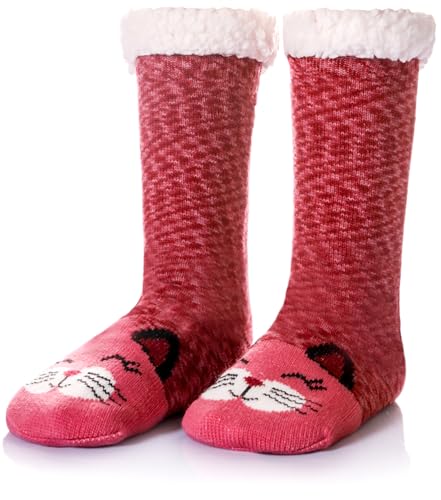 Image of WEVIAS Women Winter Socks Knit Anti-Slip Sweat Warm Cute Cartoon Animals Fuzzy Home Slipper Socks