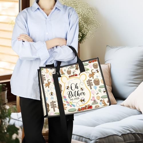 Image of CMNIM Bear Tote Bag Oh Bother Est 1926 Inspired Tote Pigl-t Tig-er Rabbit Eey-re Merch Gift Friendship Shoulder Bag (Oh Bother Est 1926 Big Crossbody bag)
