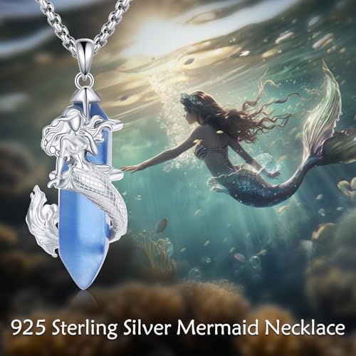 Collier sirène argent 925 anti-allergie avec pendentif cristal - 6