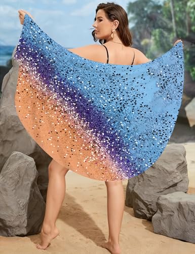 ZIRHYSTA Plus Size Swimsuit Cover Up for Women, Strap Beach Sarong Wrap Dress,4XL Blue Orange — view 3