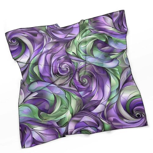 Silk Scarves Women's Scarf Silk Neck Scarf Purple And Green Shades Printing Adult Silk Scarf Suitable for Women's Neck Hair Head Daily Life Decoration And Gifts3