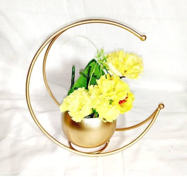 DECO POINT Decorative Metal Flower Stand, Plant Holder for Home Decor, Wedding Gifts | Golden Moon Shape Matel Planter | Moon shape flower vase (B0D2WCS6V8) Amazon Price History, Amazon Price Tracker