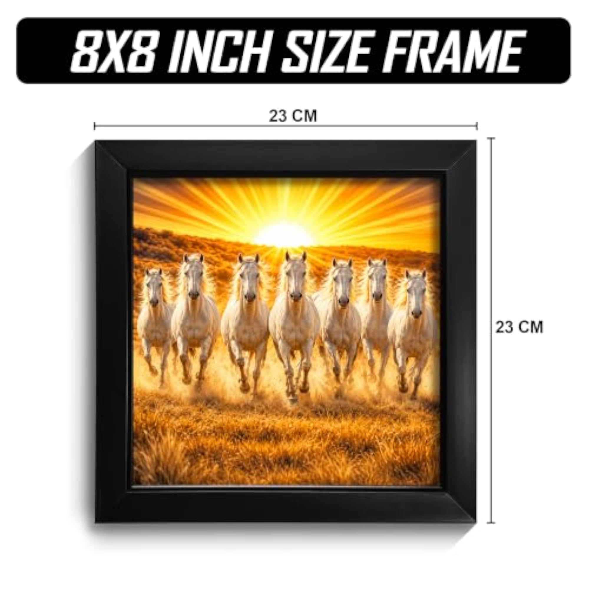 Seven White Horses Rising Sun Vastu Wall Frame