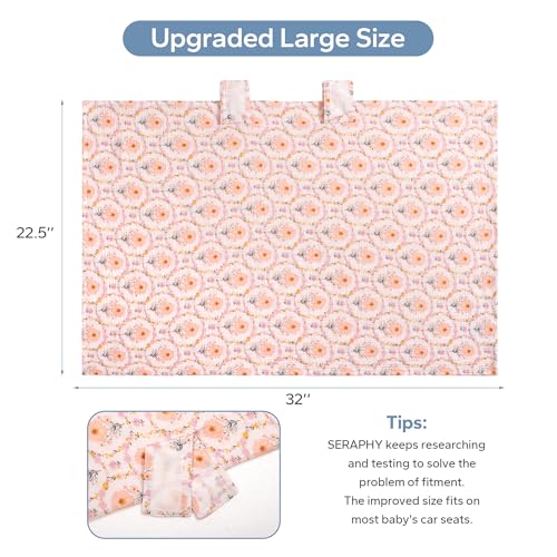 Image of SERAPHY Muslin Car Seat Cover Baby, Universal Carseat Covers Baby Girl Boy | 100% Muslin Cotton, Universal Fit, Breathable, Soft Infant Car Seat Canopy, For Boys and Girls, Sun & Wind Protection