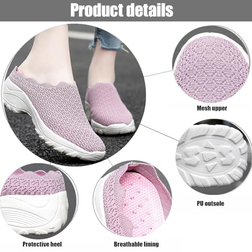 Women's Slip On Sneakers Walking Shoes,Summer Backless Breathable Platform Clog Slippers with Arch Support Lightweight Non-Slip Walking Shoes3