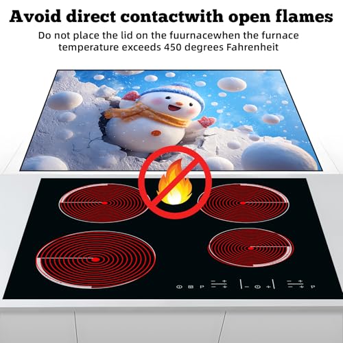 Image of Christmas Multi-Design Stove Cover for Glass /Electric Stoves - 3-in-1 Heat-Resistant Protector Mat, Non-Slip Drying Rack 28 inchx20 inch