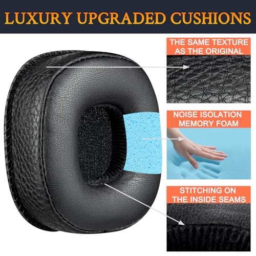 SOULWIT Almohadillas de reemplazo para auriculares Marshall MID ANC con cancelación activa de ruido, Bluetooth inalámbricos On-Ear, cojines de cuero proteico suave y espuma aislante de ruido - Negro miniatura 4