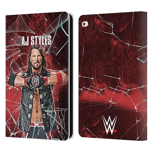Head Case Designs Officially Licensed WWE Shattered Glass Aj Styles Leather Book Wallet Case Cover Compatible with Apple iPad Air 2 (2014)