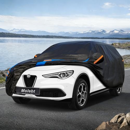 Image of Custom Fit SUV Car Cover for Alfa Romeo Stelvio (2017-2026), Upgraded Waterproof All Weather Outdoor Auto Cover with Driver Door Zipper & Mirror Pockets, UV /Snow /Dust Protection