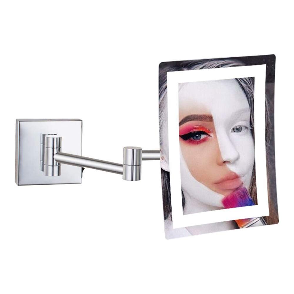 Specchi for Il Trucco, vanità a Parete in Ottone su Un Lato Illuminato 3X ingranditore da Barba Pieghevole con Interruttore Spina cromata