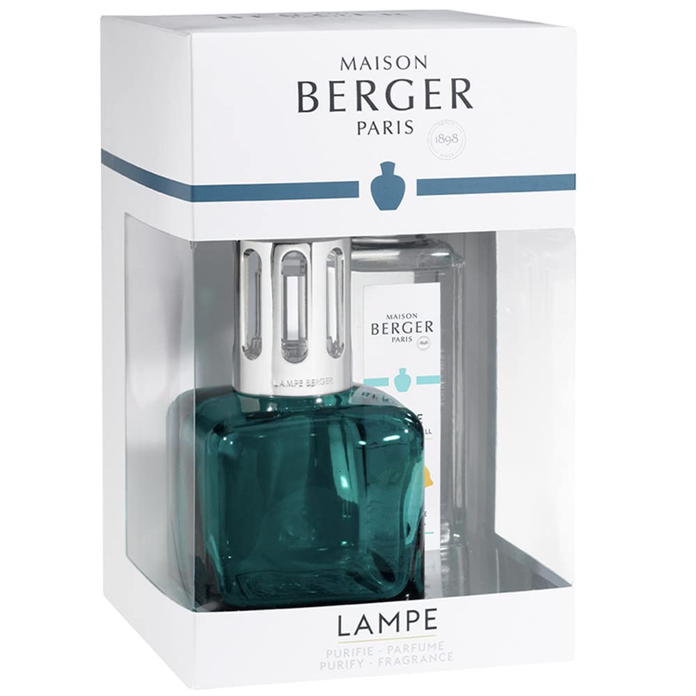LAMPE BERGER GLACON VERT Ice Cube Green - Set con lampada in vetro verde o olio aromatico da bruciare, 250 ml