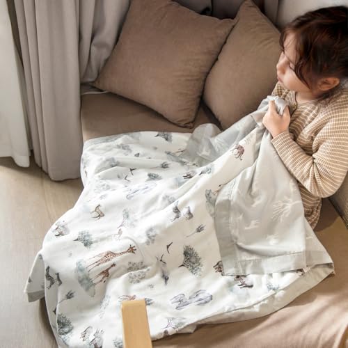 Image of GRSSDER Muslin Cotton Quilt Blanket - Silky Soft and Breathable Baby Blanket Quilt, Oversized Muslin Blankets for Newborns, Toddlers & Kids, 6 Layers Reversible Design for All Seasons, 40 inch x 50 inch