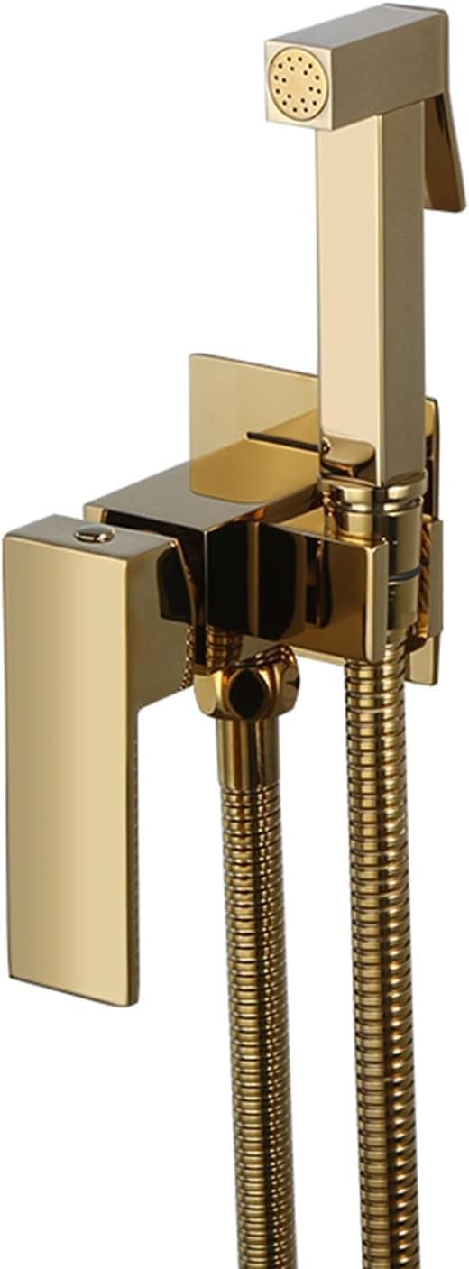 Gold Titanium Handheld Bidet Sprayer Toilet Shower Kit Brass Bidet Toilet Sprayer Bidet Sprayer Kit Toilet Sprayer with Hose and Mixing Valve