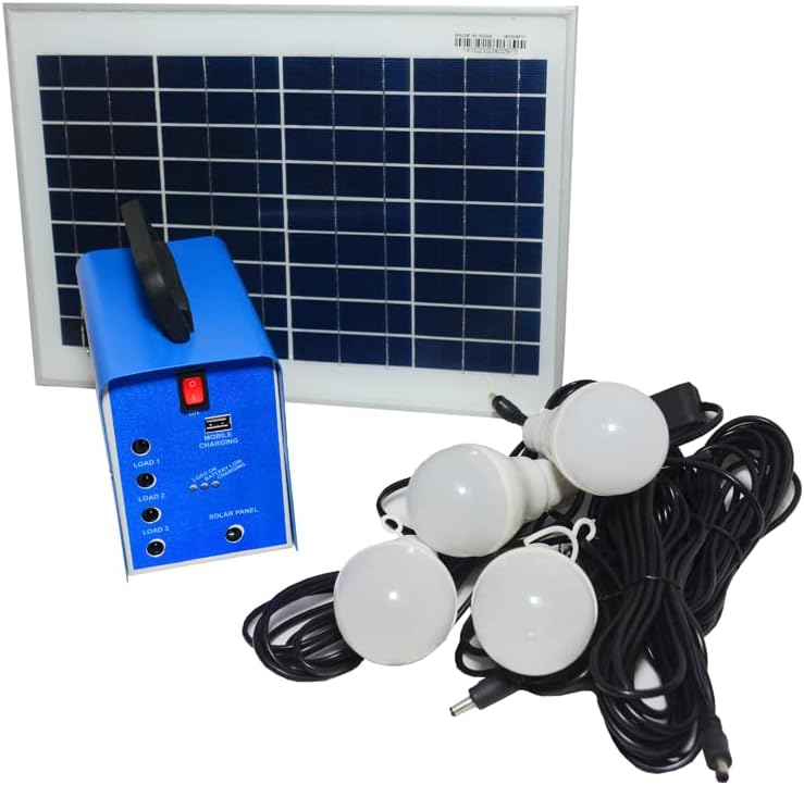 Solar Home Light System - JTB by JADHAV POWERTECH | Solar Panel - 10Watt | LED Bulb 5 Watt – 4 Nos | USB Mobile Charging | Inbuilt Lithium Ion Battery.