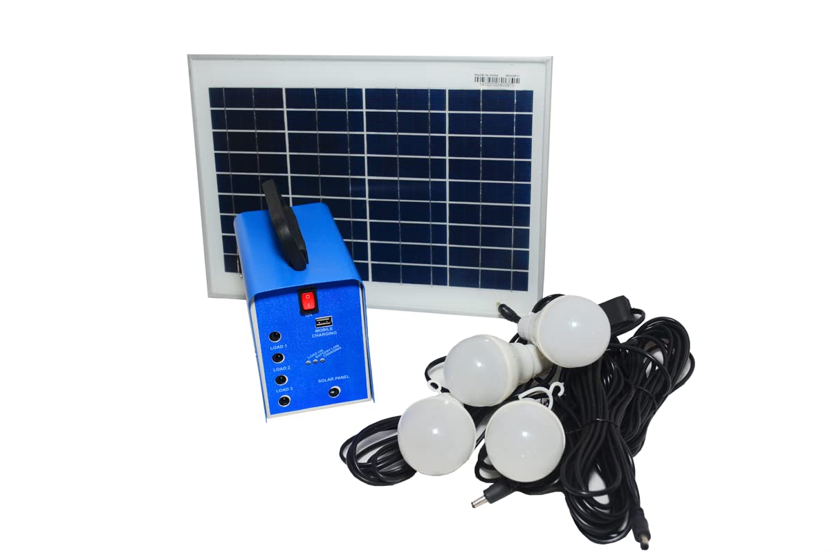 Solar Home Light System - JTB by JADHAV POWERTECH | Solar Panel - 10Watt | LED Bulb 5 Watt – 4 Nos | USB Mobile Charging | Inbuilt Lithium Ion Battery.