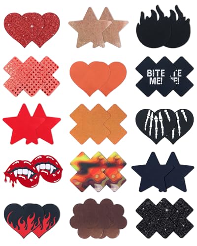Image of CICKEE Pasties Rave Pack - 15 Pairs Nipple Covers Stickers - Disposable Sticky Breast Petals