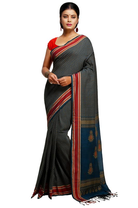 Buy BENGAL HANDLOOM Women's Kantha Cotton Saree Model 1 with Jaquard