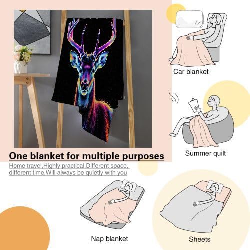 Manta Polar 220 x 240 Ciervo Negro, Mantas para Cama 105 de Franela Cálida y Cómoda para Niños y Adultos, Mantitas para Sofá Reversible para Cubre Sofa Colchas, Fácil de cuidar_A2915