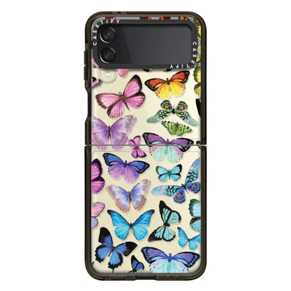 CASETiFY Impact Case for Galaxy Z Flip 3 - Butterfly Rainbow - Clear Black