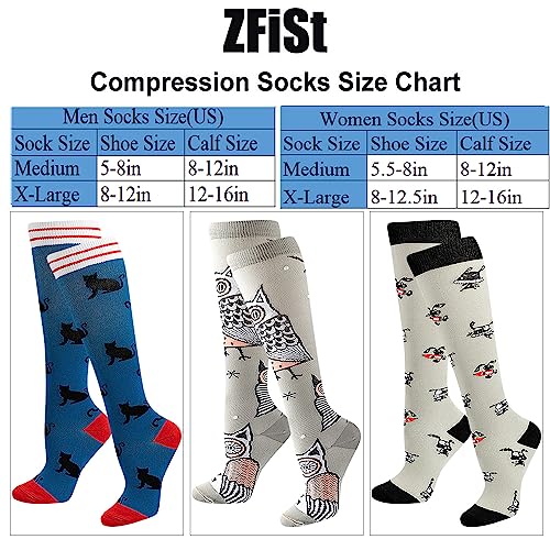 Zfist Compression Sock Women Men, 3Pair 20-30Mmhg Compression Sock For Nurse Edema Varicose Sport Flight Travel X-Large #TOP1