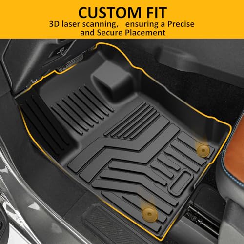 Falafa Floor Mats for Ford Bronco Sport 2021 2022 2023 2024 2025(ONLY for Bronco Sport), TPE All Weather Floor Liners, Heavy Duty Anti Skid Car Mats Include 1st & 2nd Row, Black — view 2