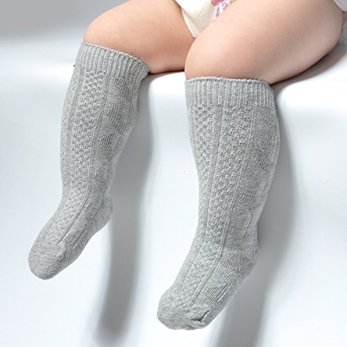 Image of Epeius Unisex-Baby Seamless Cable Knit Knee High Socks (Pack of 3 /6)