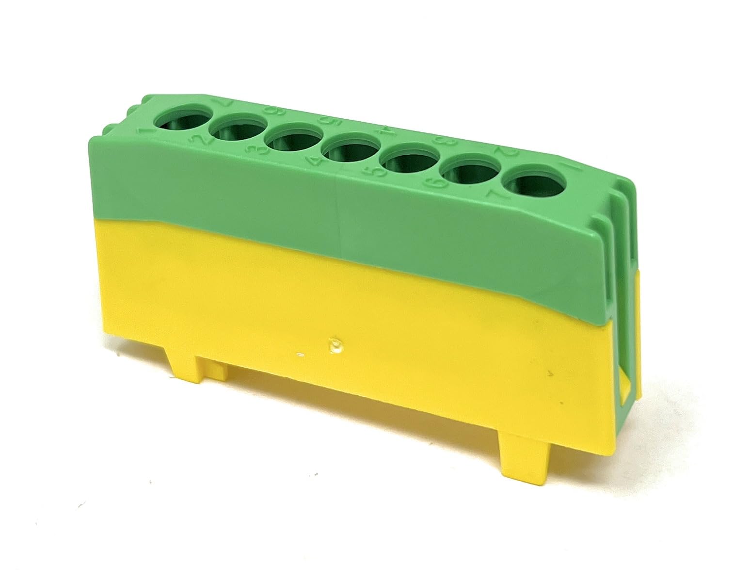 Pollmann PE7-F2 - Terminal de protección (7 pines, 1 unidad), color verde y amarillo