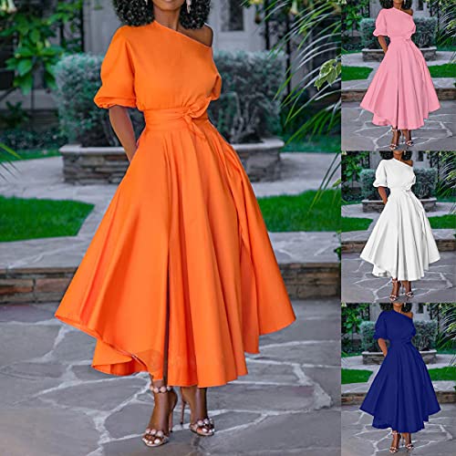 ORANDESIGNE Donna Vestiti a Pieghe Elegante Abito