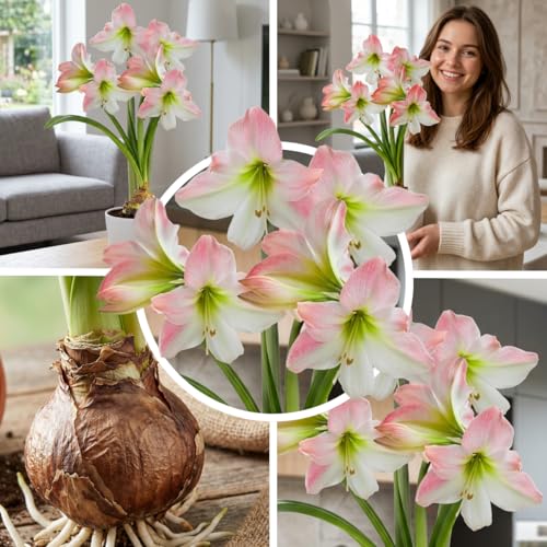 FLORIUM Amaryllis Apple Blossom Zwiebel 1 Blumenzwiebel in Großformat 26/30 Exklusive Blumenzwiebeln Pflanzen und Blumen aus Holland Echte Hippeastrum Zwiebeln