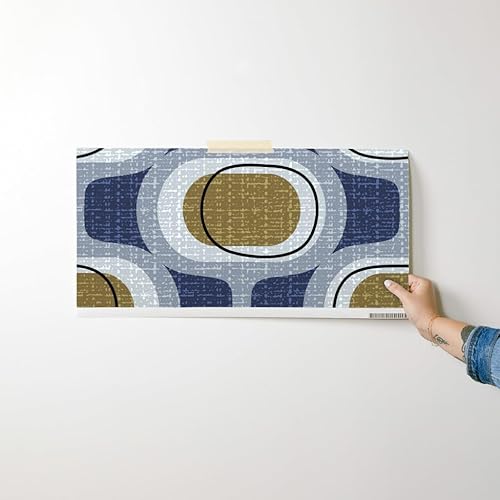 Miniatura 10 de Spoonflower Removable Wallpaper 12ft x 2ft - Mid Century Midcentury Modern 70S 60S Retro Circles Orbs Navy Brown Custom Pre-Pasted Wallpaper