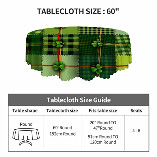 Aoyego Celtic Clover Round Tablecloth 60 Inch Table Cloth Patchwork St.patrick's Day Tablecloths For Round Tables Small Round Tablecloth Table Cover For Outdoor #TOP2