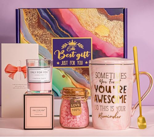 Thank You Gifts for Women Appreciation Gifts for Mom Sister Taecher Coworkers Friends Bestie Valentines Mothers Day Christmas Birthday Gifts Pink Self Care Spa Relaxation Baskets Set
