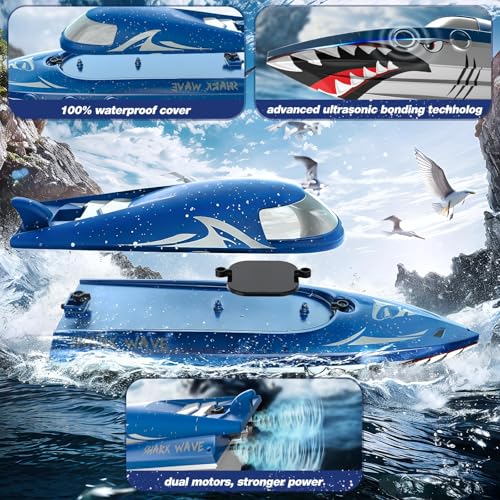 image for JOI MEW Shark RC Racing Boat for Kids & Adults,2.4GHz High Speed Remot