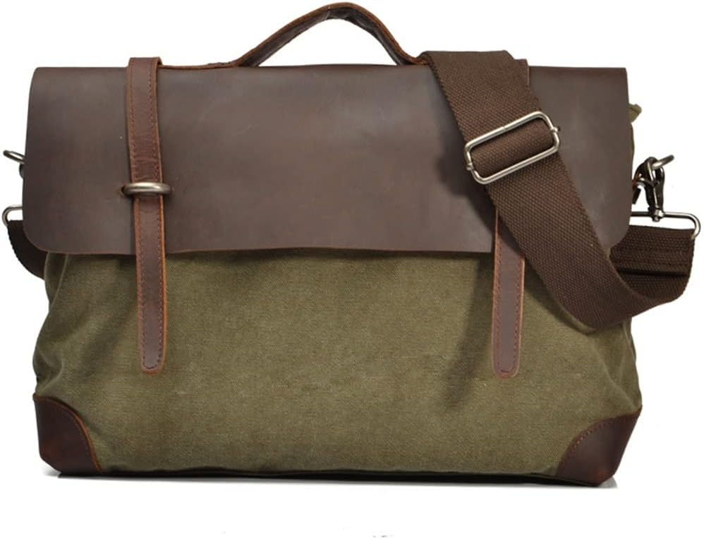 Men's Leather and Canvas Shoulder Bags Men's Bags Business Casual Portable Crossbody Bags Briefcases