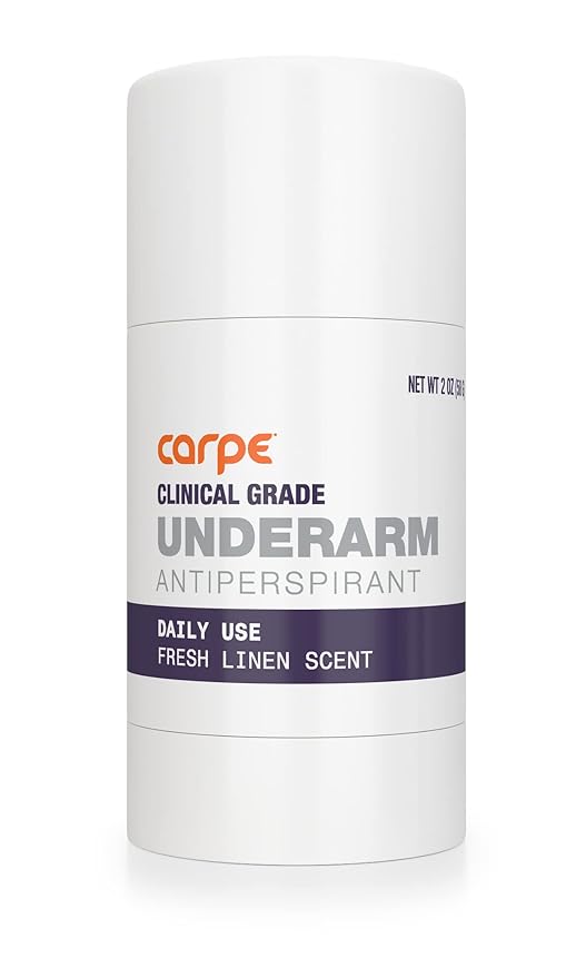 Carpe Clinical Strength Deodorant + Clinical Antiperspirant - Clinical Grade Solid Stick - Fresh Linen Scent - Combat Excessive Underarm Sweating - Great for Hyperhidrosis