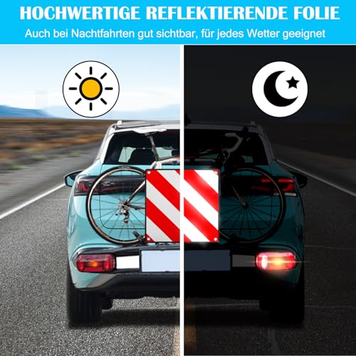 Sorlpv 3 In 1 Warntafel für Italien Spanien Portugal, Alu Reflektierend Warnschild 50x50CM mit Spannseile & Eckenschützer, Zertifizierte für Fahrradträger Heckträger Anhänger Auto Wohnmobil - 1 Stück