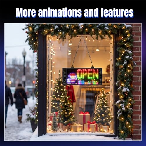 Image of Programmable LED Open Sign, P5 Resolution Indoor Store LED Sign, Bluetooth APP, for Business Retail Shop Window Display (10 inch x 5 inch /P5 Res.)