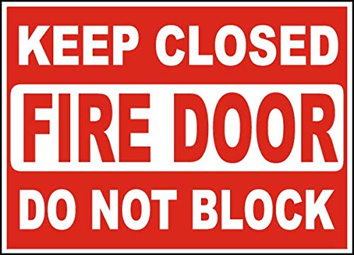 Vinyl Stickers - Bundle - Safety and Warning & Warehouse Signs Stickers - Keep Closed Do Not Block Fire Door Sign - 10 Pack (3.5" x 5")