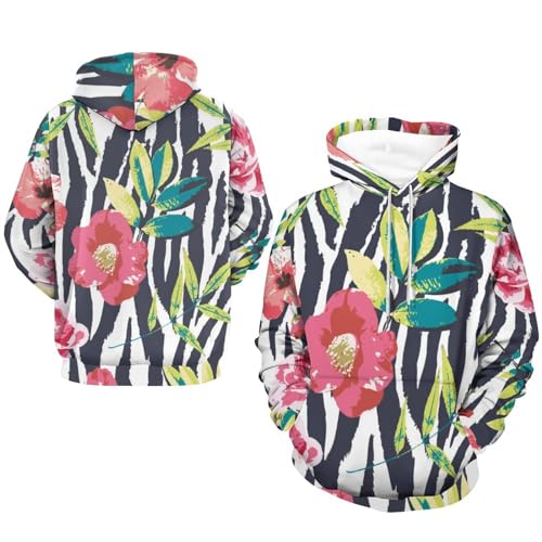 Sweat à Capuche fleurs en aquarelle UMENG Pull chaud manche longue et coupe confort