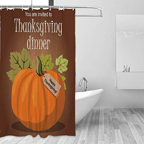 Rideau de douche Thanksgiving en polyester imprimé haute définition avec crochets assortis - 5