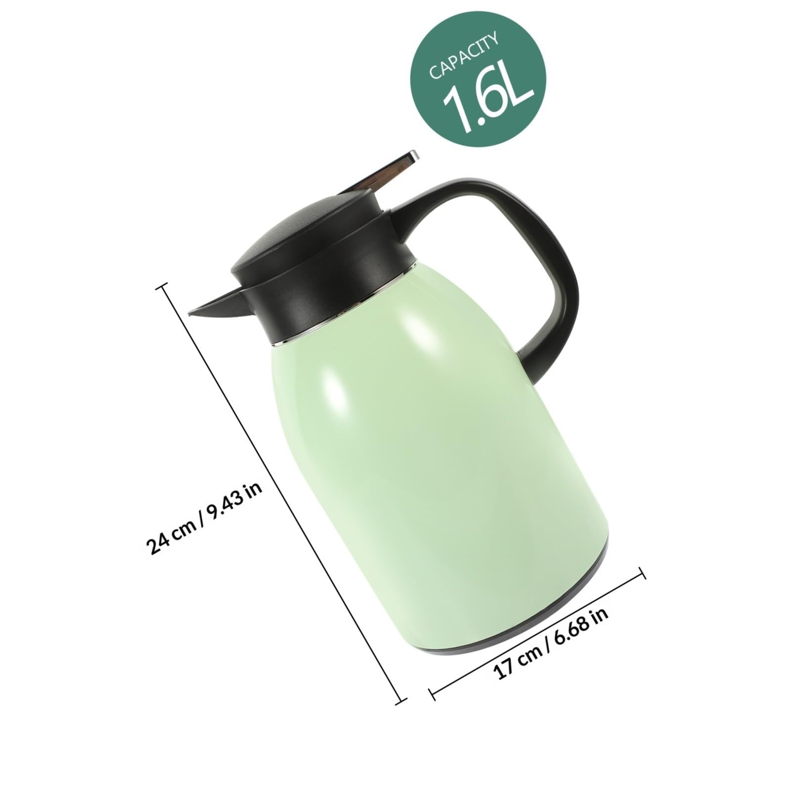 Borraccia Termica in Acciaio Inossidabile 1.6l con Manico Antiscottatura Bottiglia D'acqua a Doppia Parete per Casa e Ristorante Design Semplice e Capiente