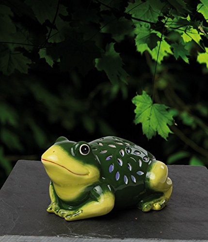 Preisvergleich Produktbild Dekofigur Frosch mit LED-Solar-Beleuchtung 20x15x10cm NEU Gartenkeramik