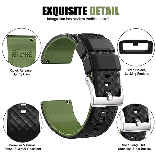 Image of Ritche Christmas Gift Silicone Watch Bands 18mm 20mm 22mm 24mm Quick Release Rubber Watch Bands for Men, White Elephant Gifts, Stocking Stuffers For Men