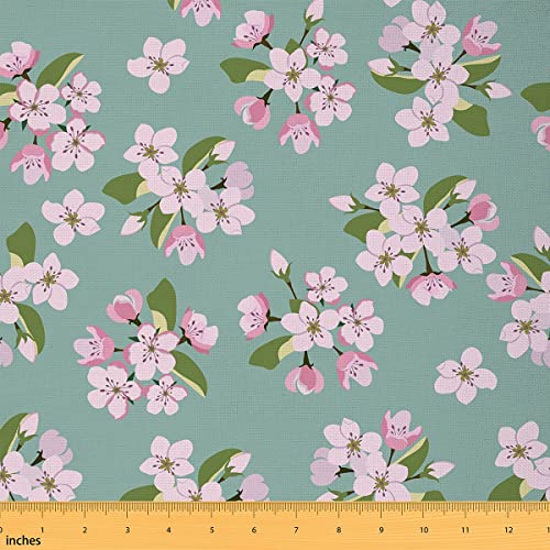 Feelyou Sakura Flower Fabric by The Yard, Oriental Japanese Floral Botanical Theme Upholstery Fabric for Chairs and Home DIY Projects, Spring Flowers Decorative Waterproof Outdoor Fabric, 5