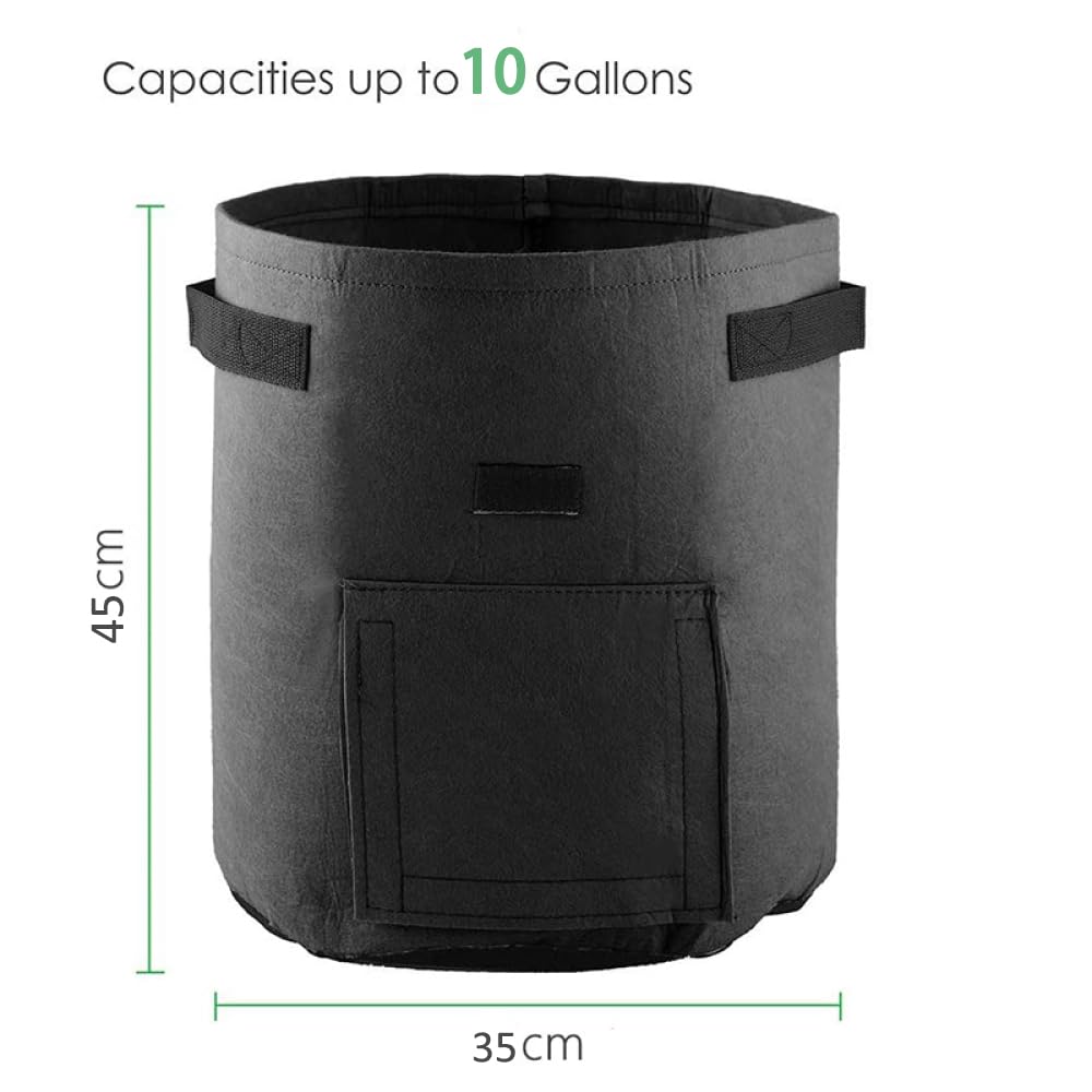 Bolsa de cultivo de fieltro negro de 10 galones, bolsas de cultivo de patatas de 35 cm x 45 cm, maceta transpirable para verduras, tomates y patatas con asas